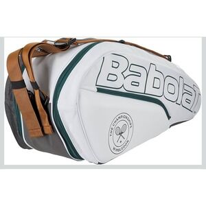 Babolat Pure Wimbledon 6 Pack Tennis Bag White Grey Green Straps New